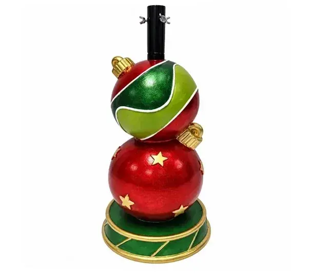 Base Decorativa para Árvore de Natal com Bolas Natalinas em Resina – 60 cm